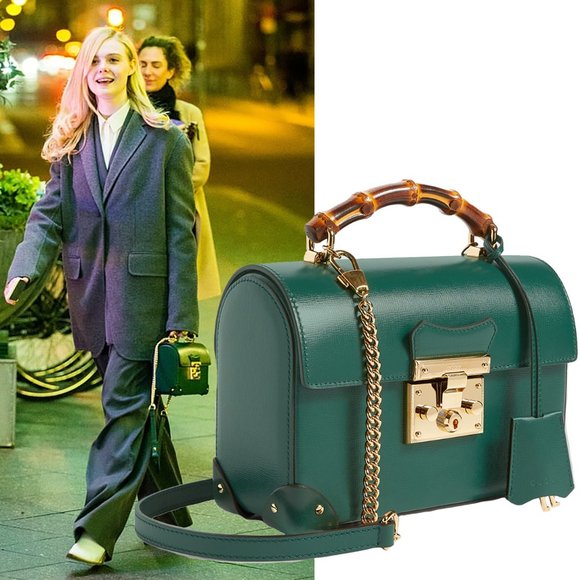GUCCI BAG 603221 PADLOCK BAMBOO HANDLE GREEN LEATHER CHAIN STRAP - Picture 1 of 16